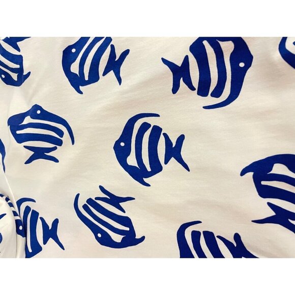 J Crew Blue White Fish Poncho Swimsuit Cover up Small - Picture 4 of 5